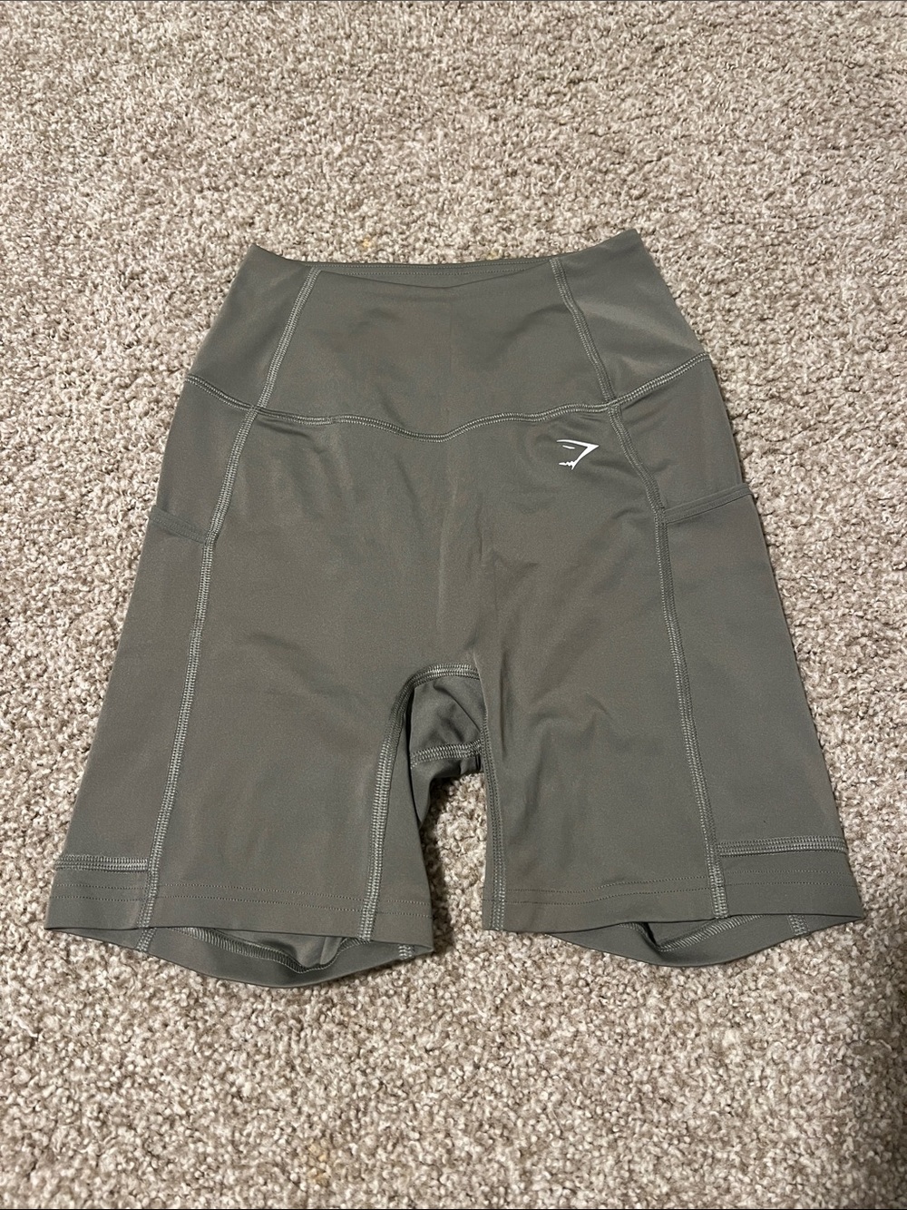 Gymshark Olive Green High-Waist Bike Shorts